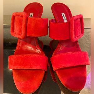 Manolo Blahnik suede Buckle Mules